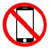 An icon with a universal prohibitory sign. Inside of the prohibitory sign is a silhouette of a smartphone.